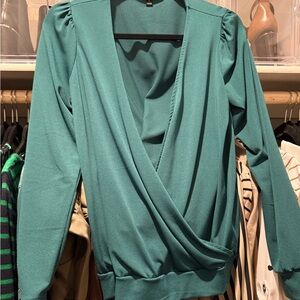 Teal Long Sleeve Wrap Top